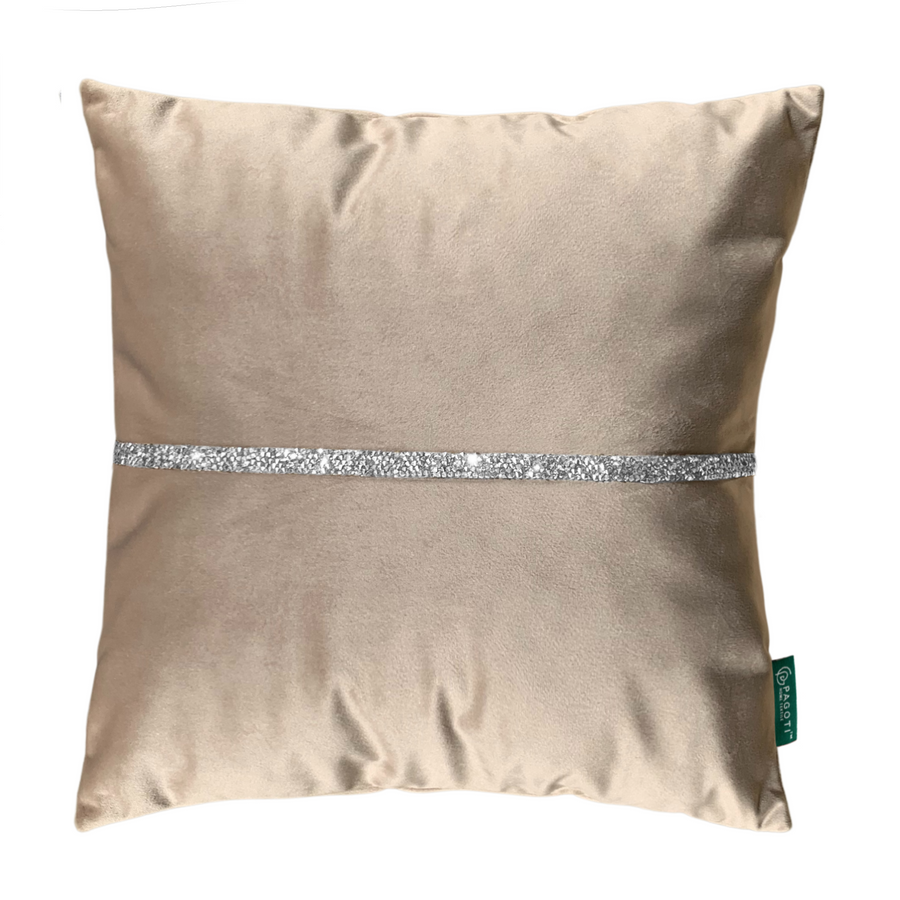 Decorative pillow with silver rhinestones PAGOTI Diamond beige 40х40 cm