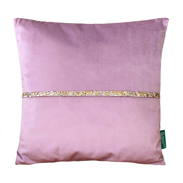 Decorative pillow with silver/gold rhinestones PAGOTI Diamond lilac 40х40 cm