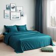 Bedding set luxury satin PAGOTI Minimal turquoise (three quarter)