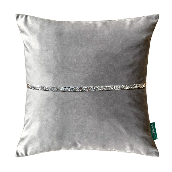 Подушка декоративная с серебристыми стразами PAGOTI Diamond серебристая 40х40 см
